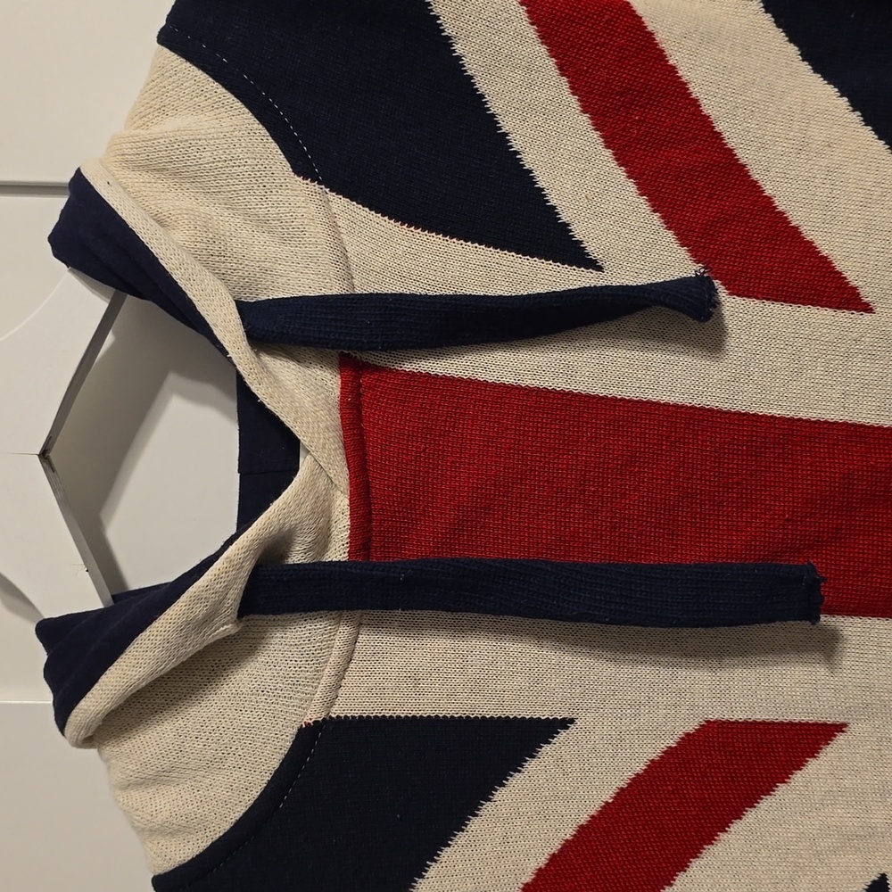 NOS Brand Hoodie Mens Large Beige Multi Heavy Cotton Pullover Stretch Union Jack - Picture 4 of 9